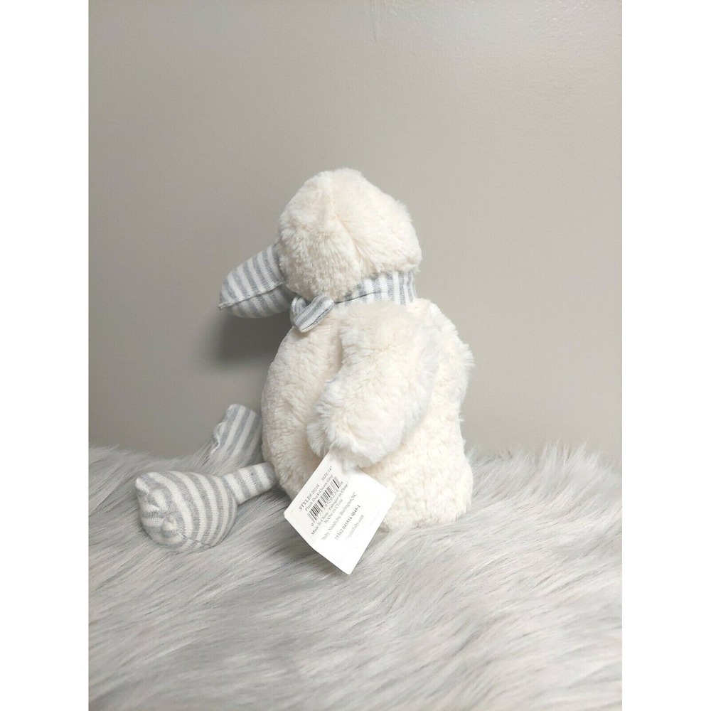 Baby Needs Elegant Duck Cream Gray Striped 14" Plush Stuffed Toy with Tags - Picture 2 of 5